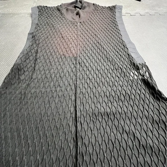 Ozai N‎ Ku Textured Sleeveless Black Dress Avant Garde Lagenlook Mesh Knit Sm - Picture 8 of 14